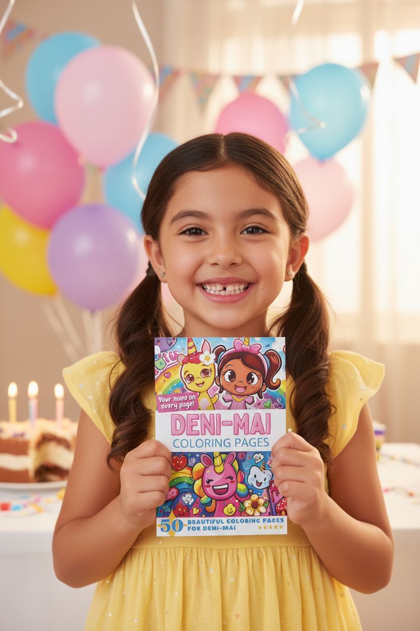Deni-Mai coloring book in use