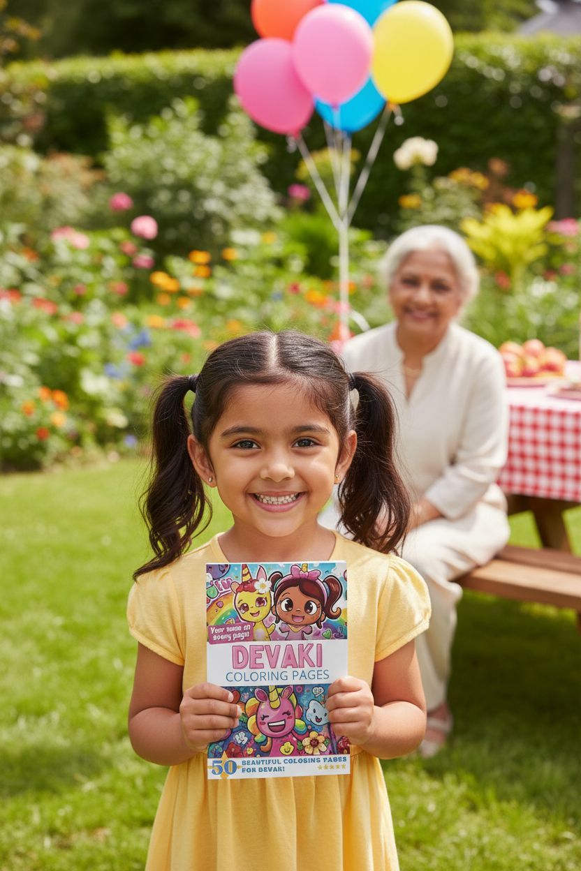 Devaki coloring book in use