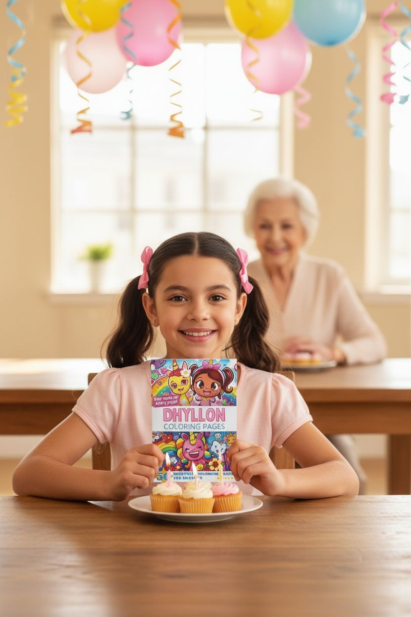 Dhyllon coloring book in use