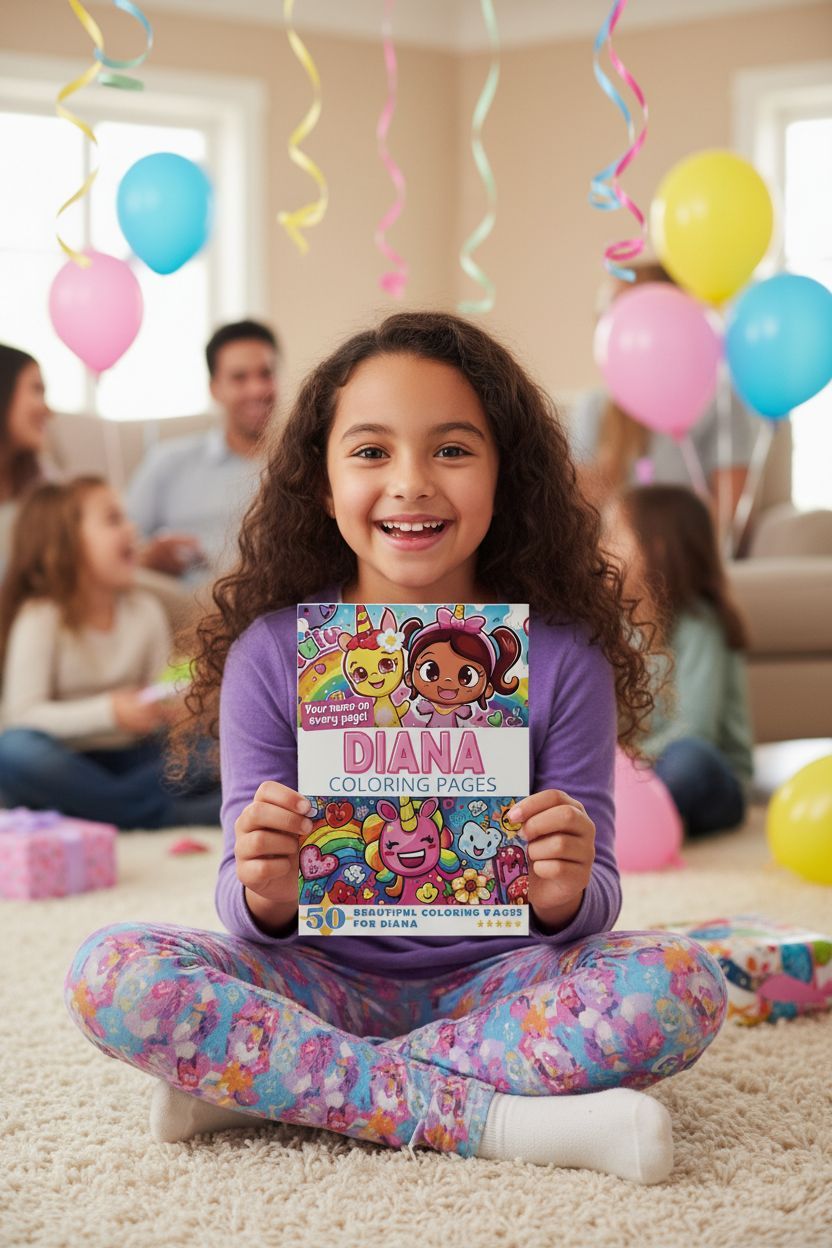 Diana coloring book in use