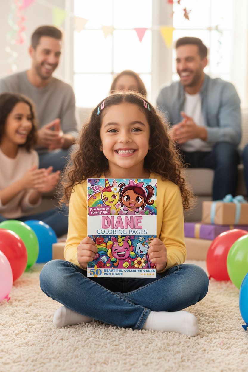 Diane coloring book in use