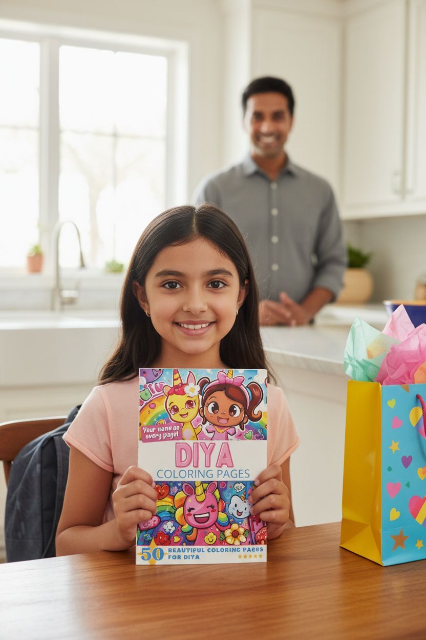 Diya coloring book in use