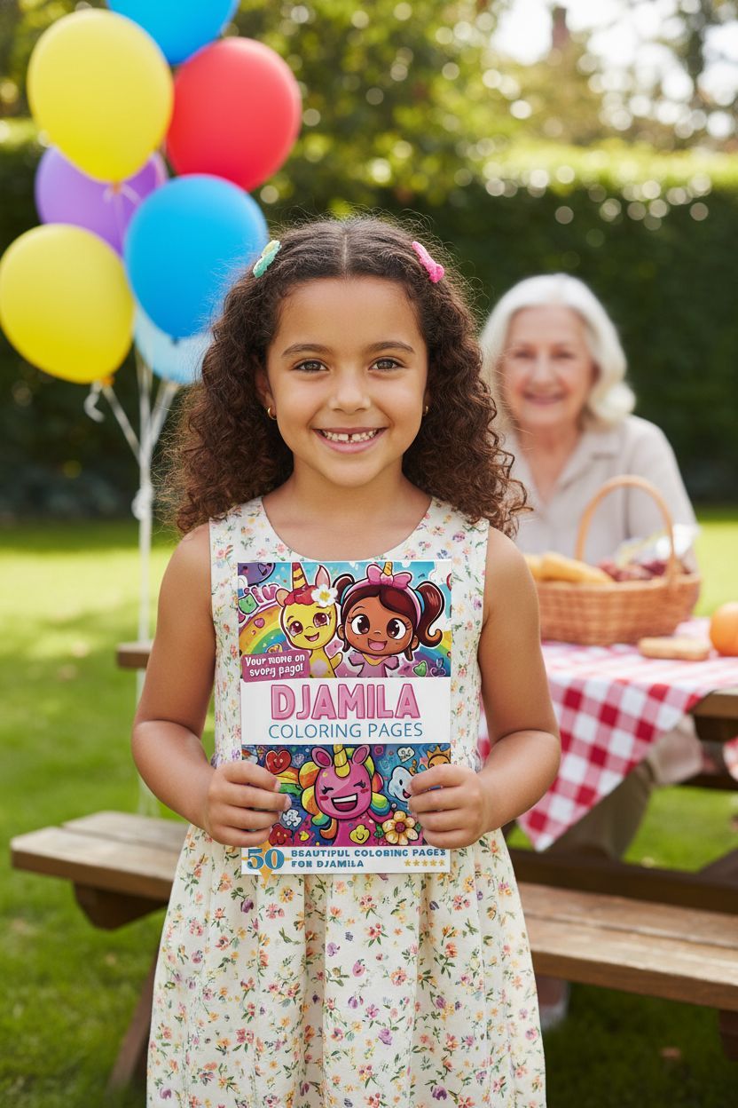 Djamila coloring book in use