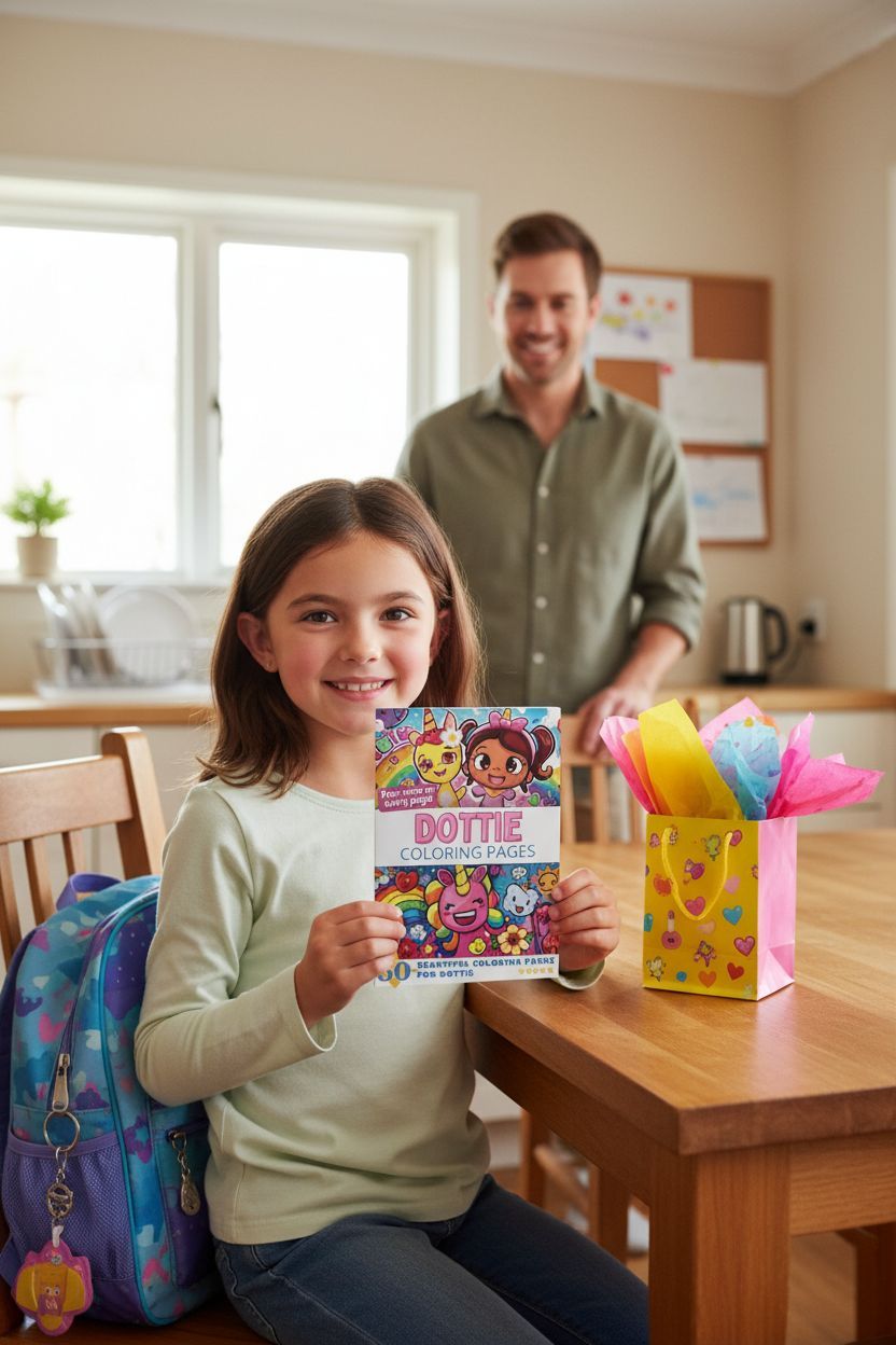 Dottie coloring book in use