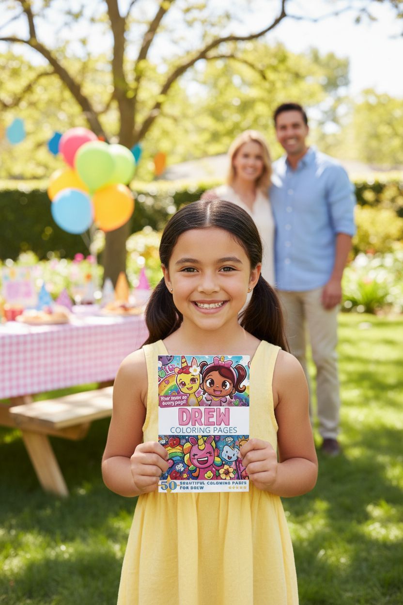 Drew coloring book in use