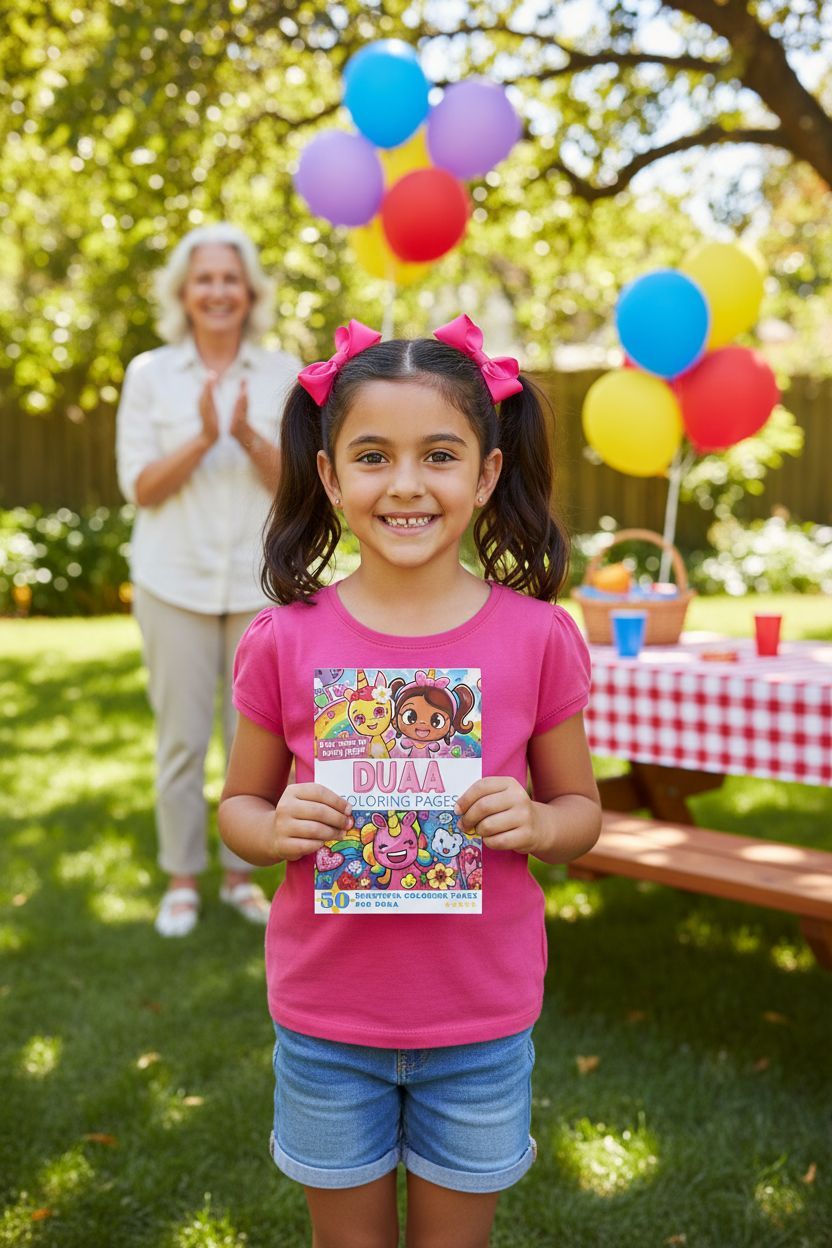 Duaa coloring book in use