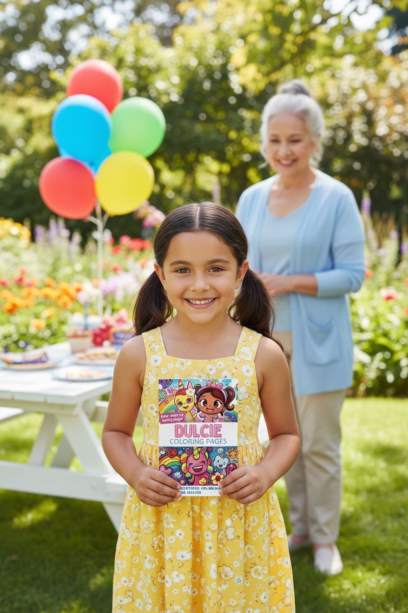 Dulcie coloring book in use