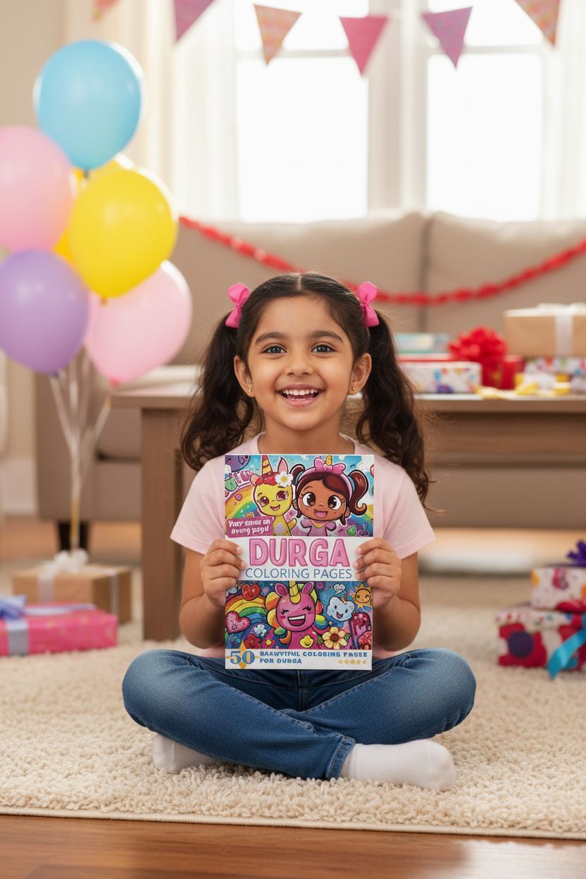 Durga coloring book in use