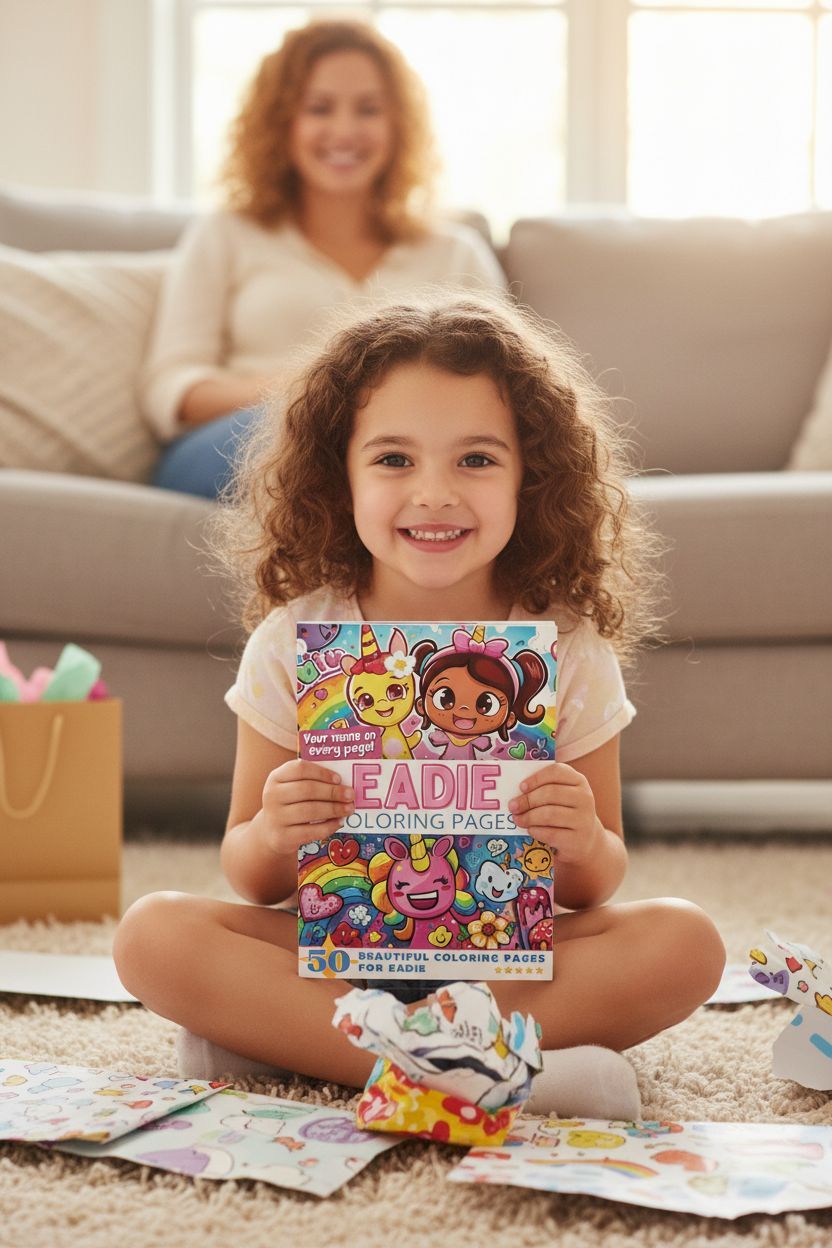 Eadie coloring book in use