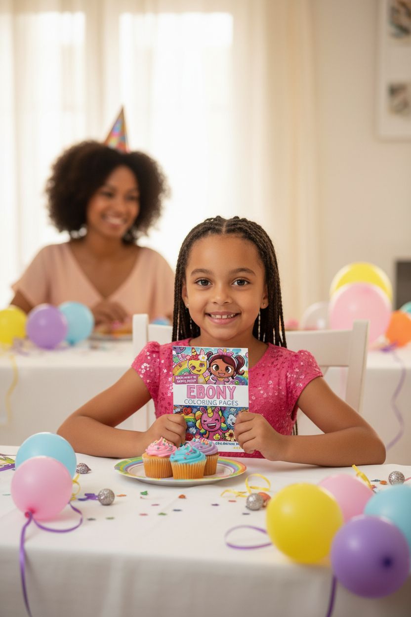 Ebony coloring book in use