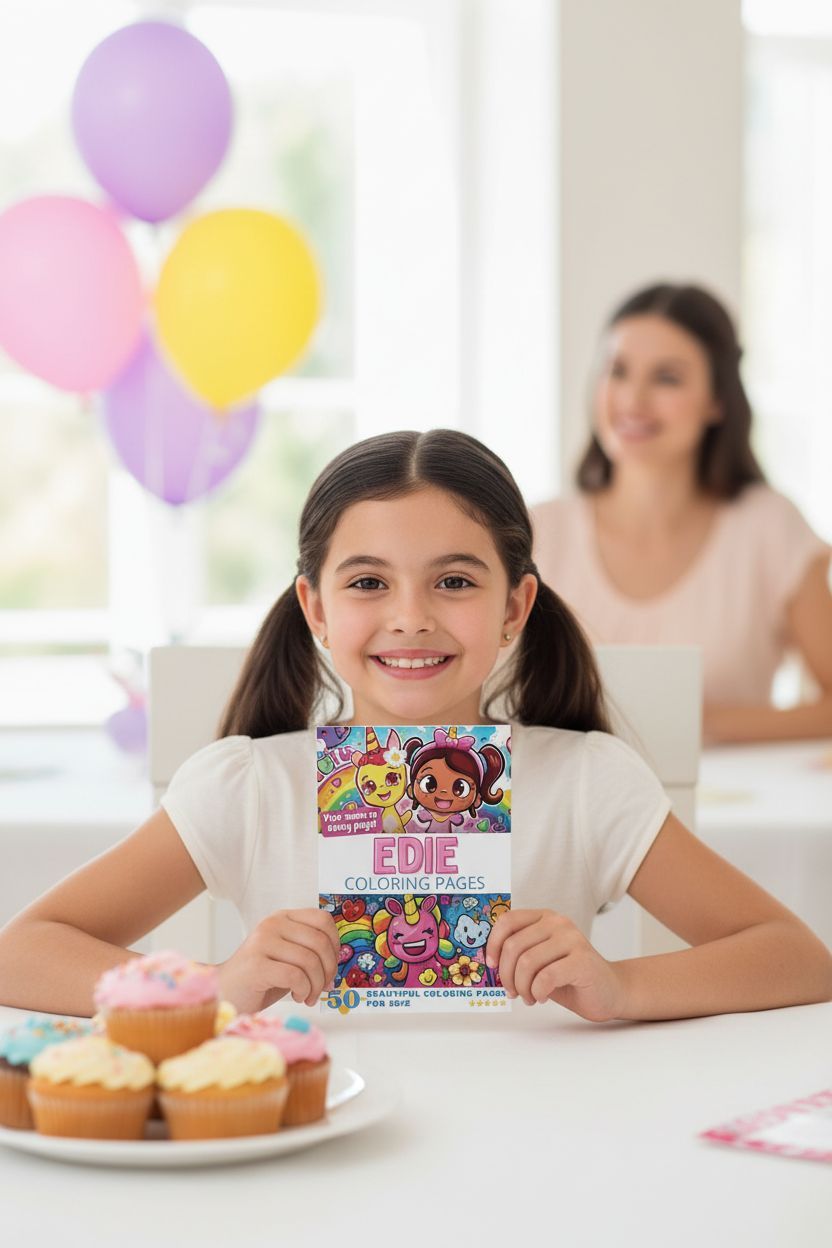 Edie coloring book in use