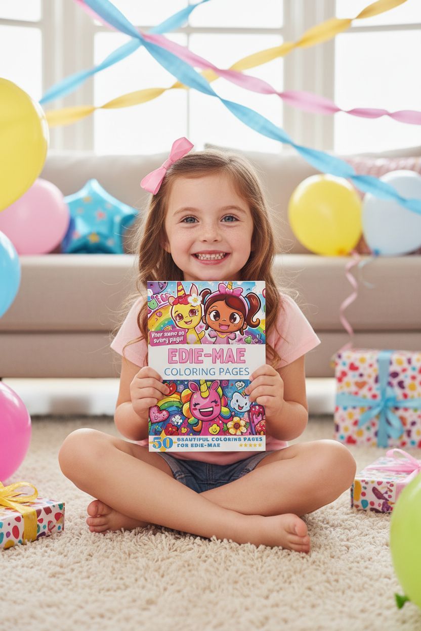 Edie-Mae coloring book in use