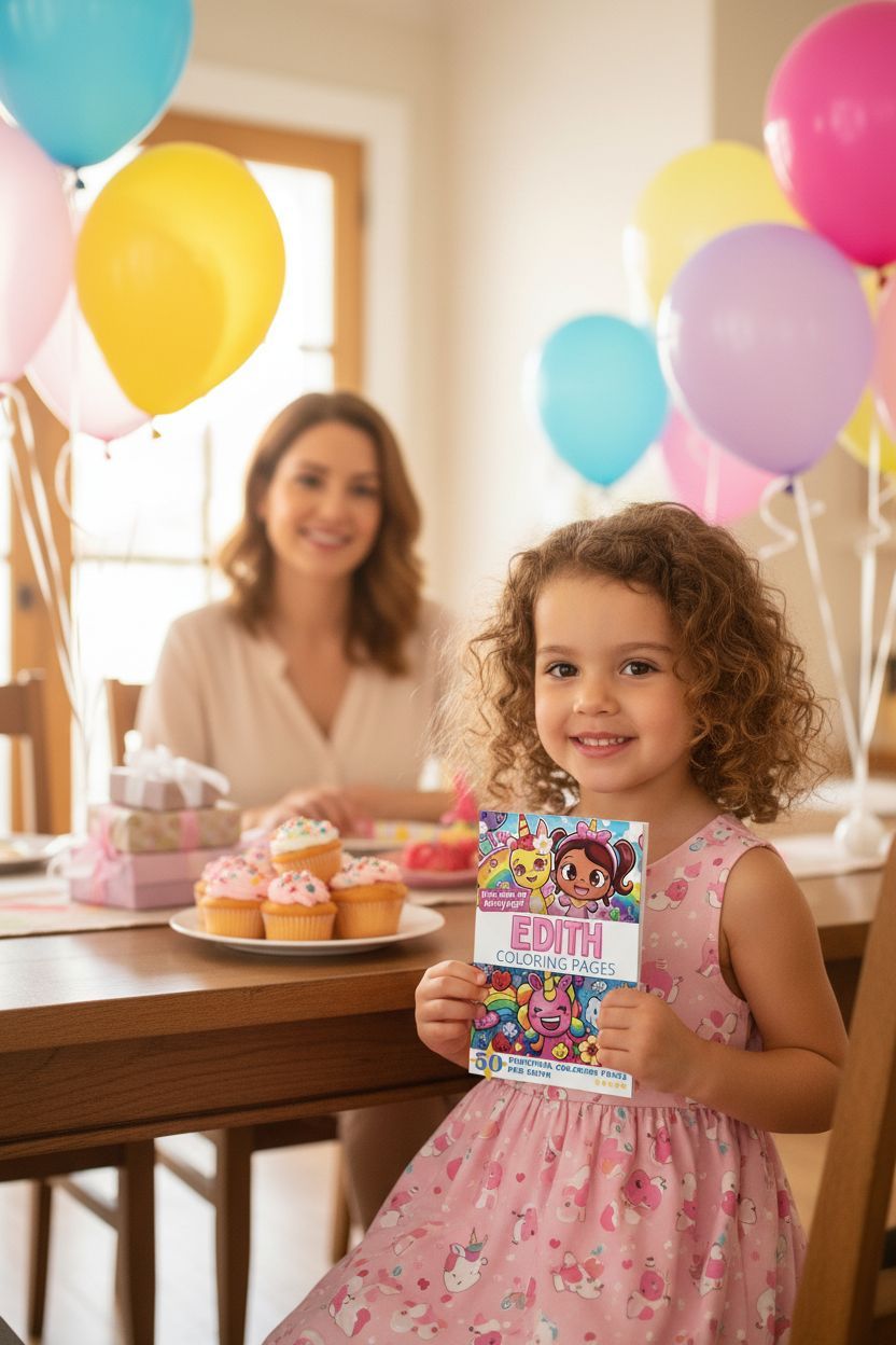 Edith coloring book in use