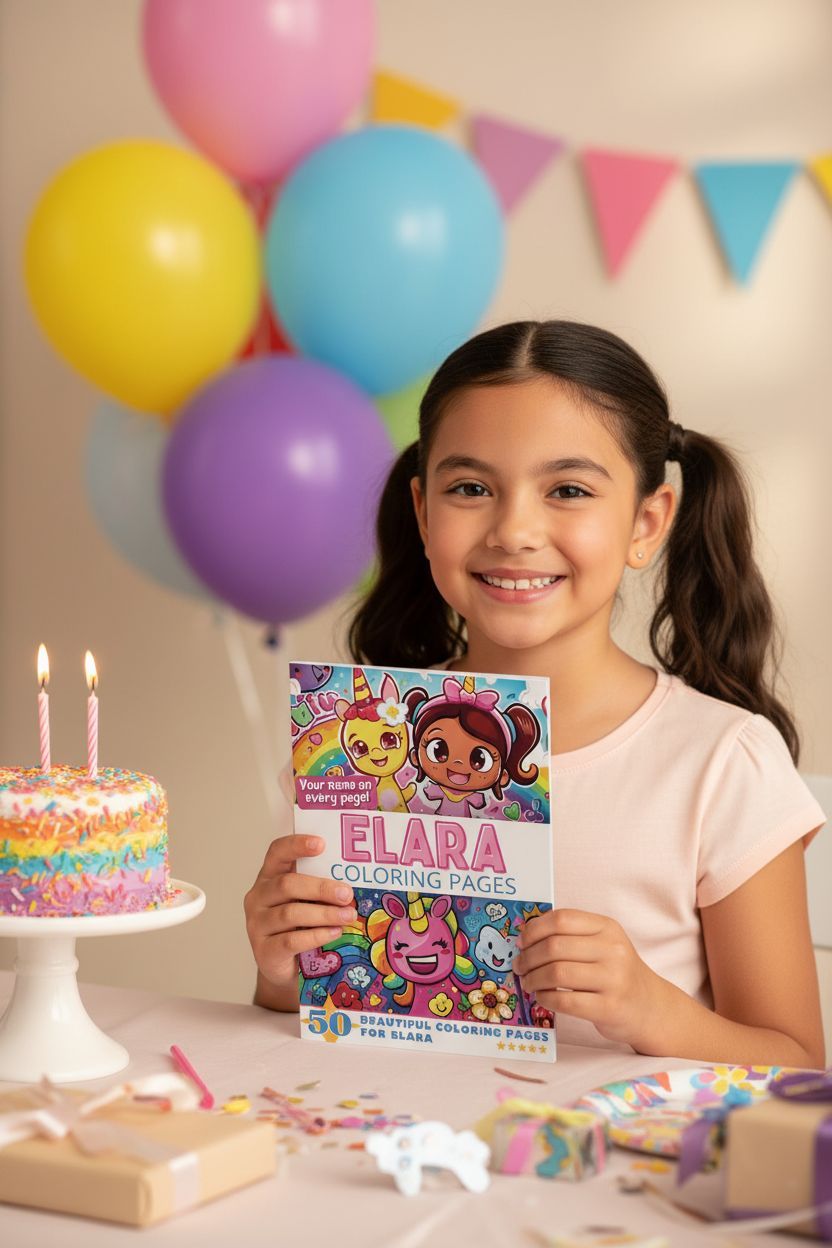 Elara coloring book in use