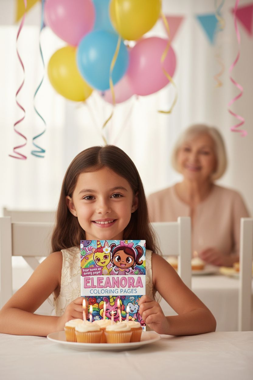 Eleanora coloring book in use