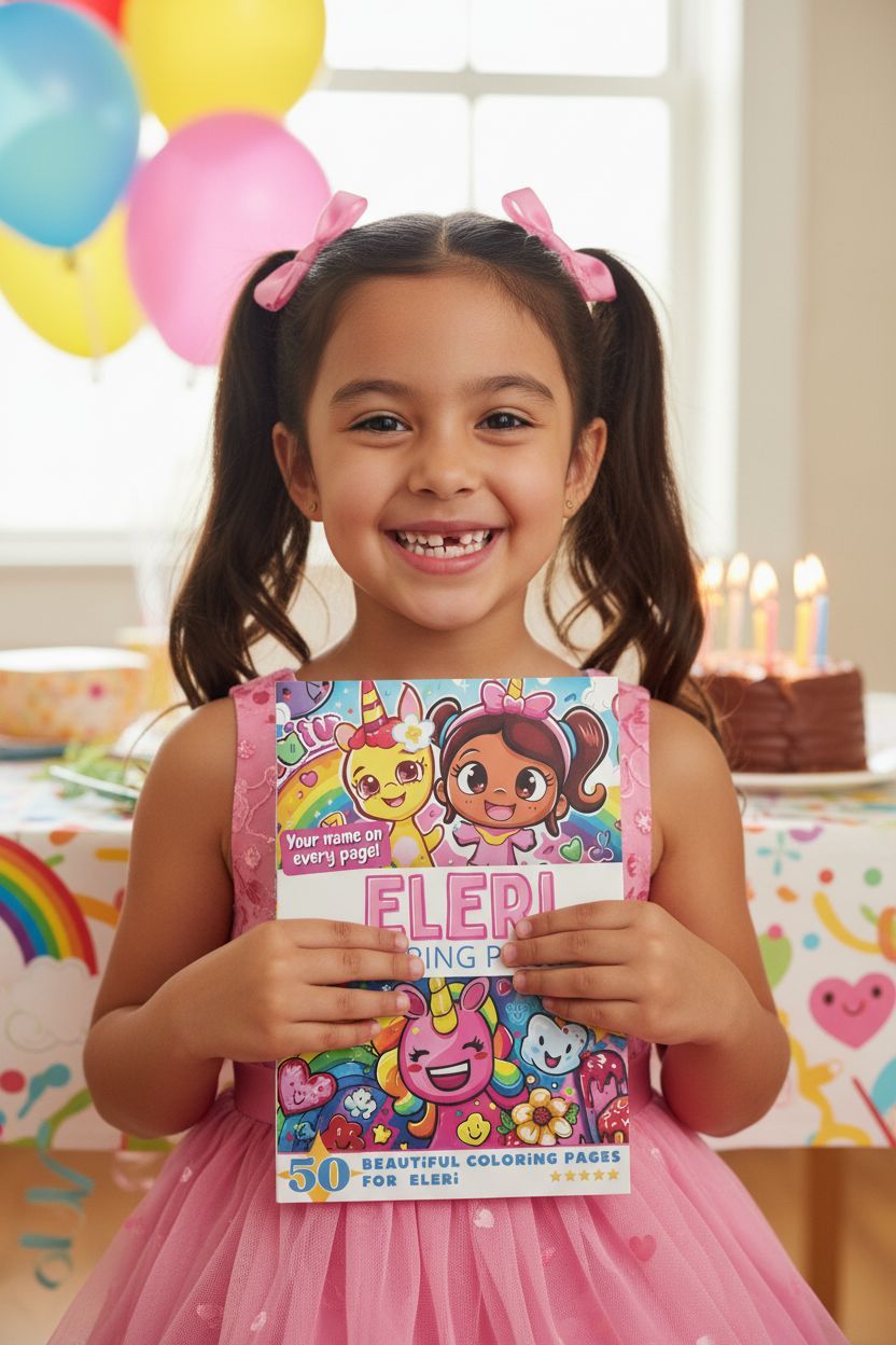 Eleri coloring book in use