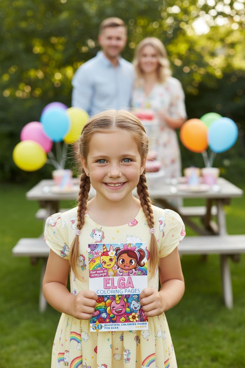 Elga coloring book in use