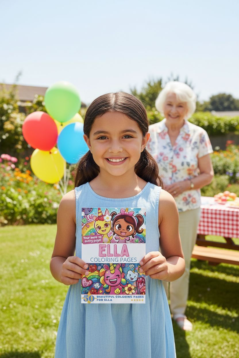 Ella coloring book in use
