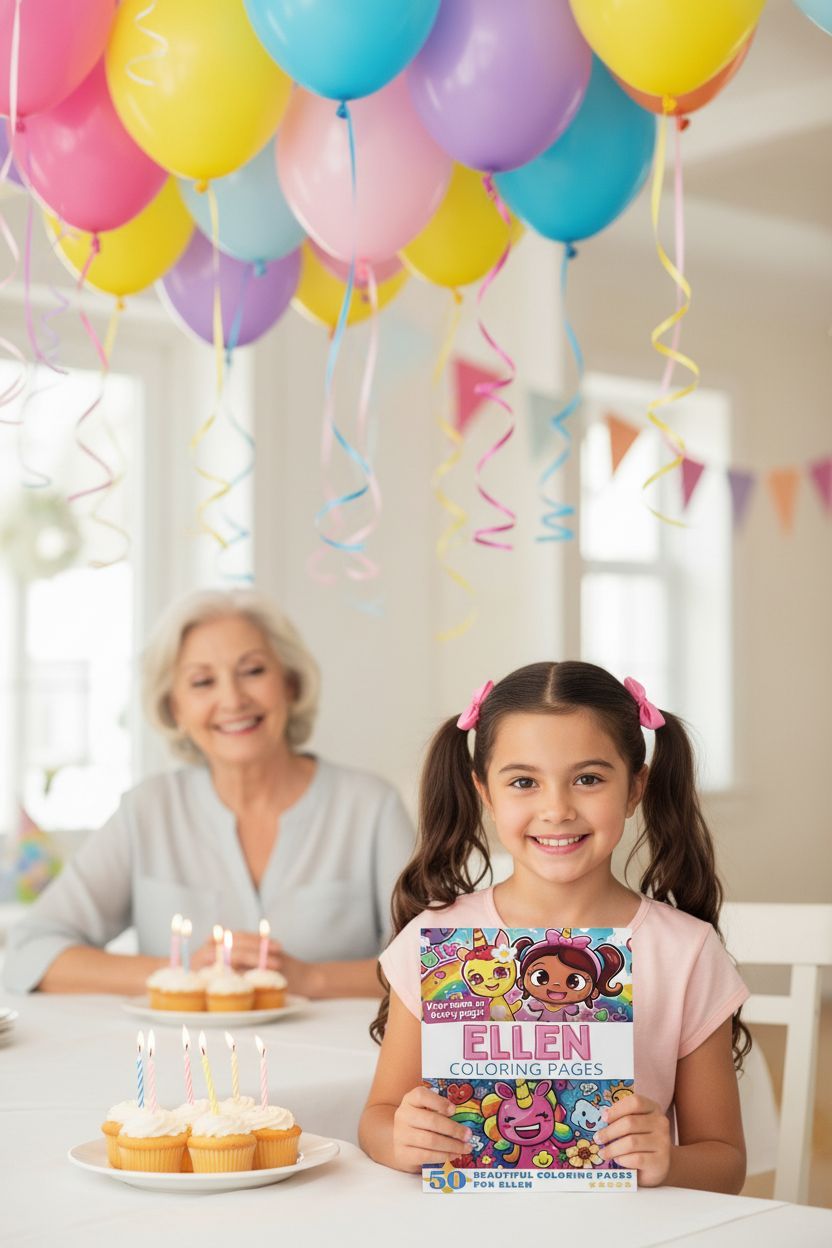 Ellen coloring book in use