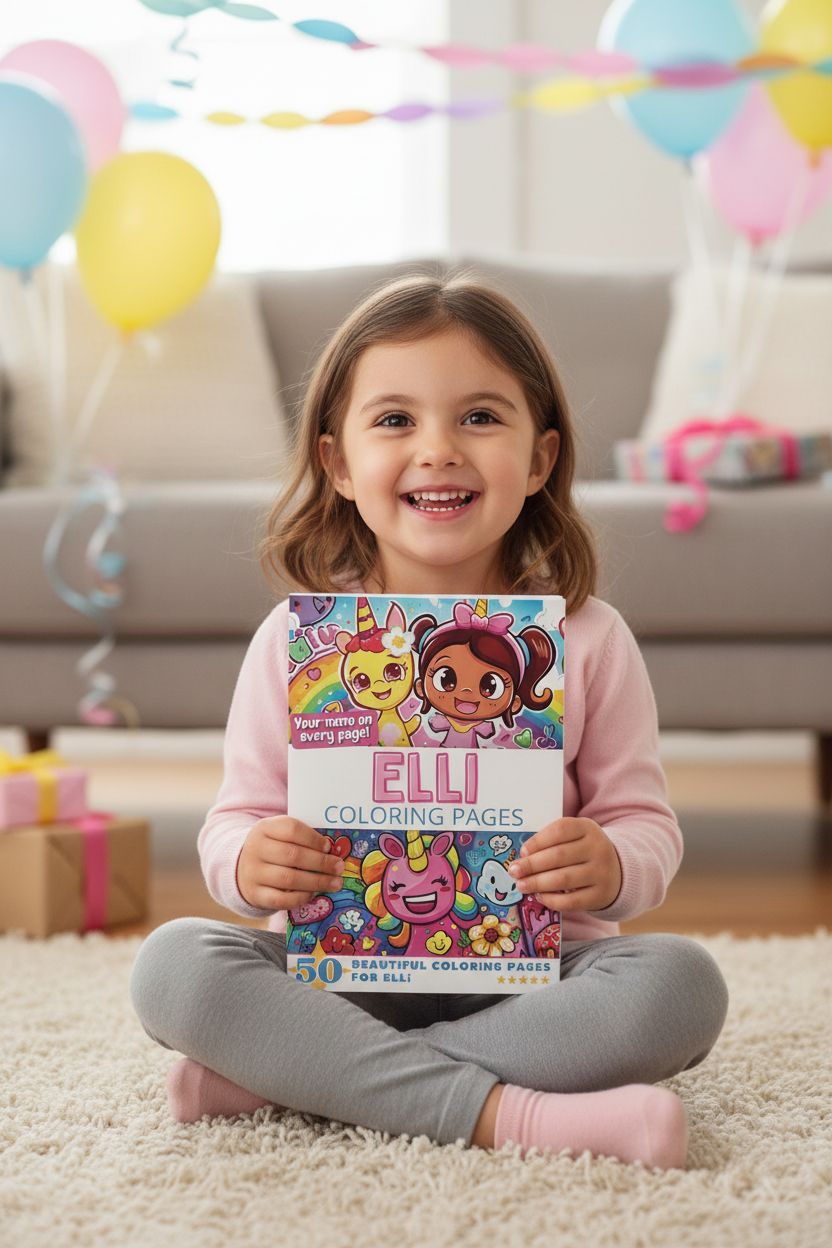 Elli coloring book in use