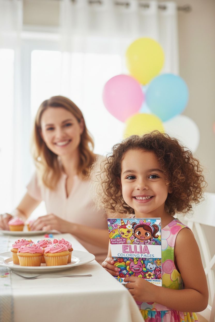 Ellia coloring book in use