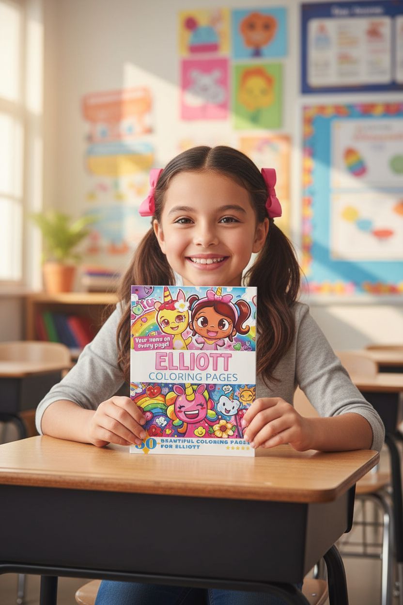 Elliott coloring book in use