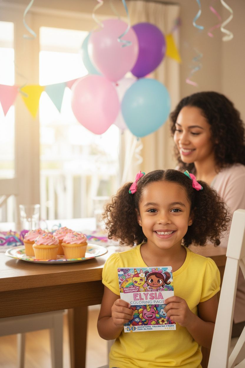 Elysia coloring book in use