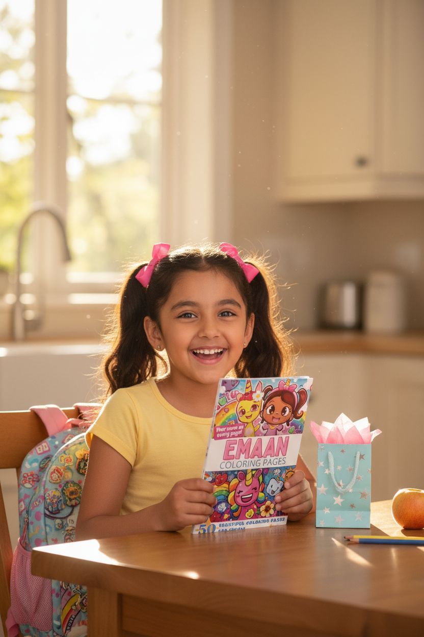 Emaan coloring book in use