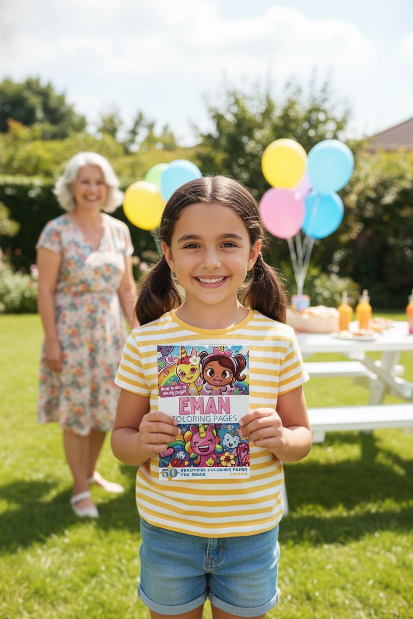 Eman coloring book in use