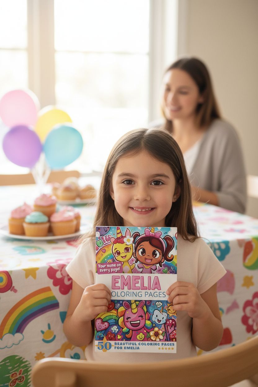 Emelia coloring book in use