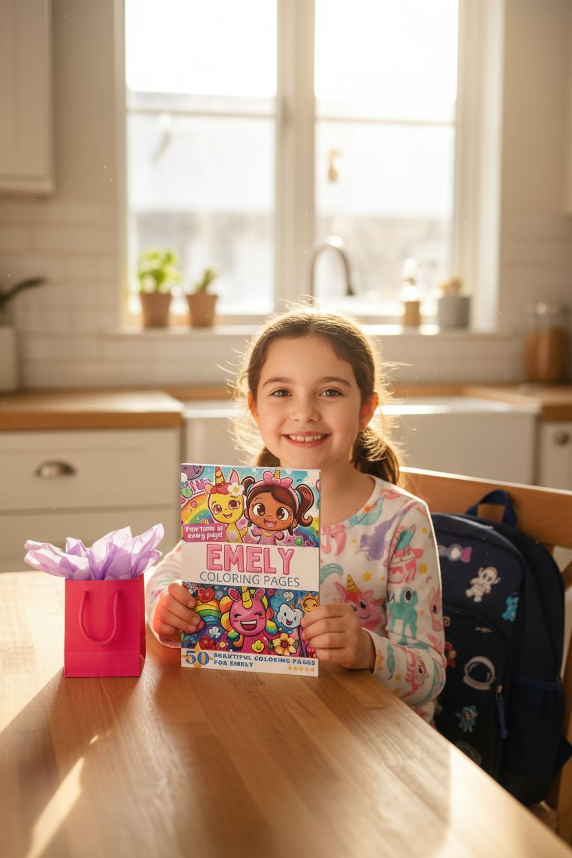 Emely coloring book in use