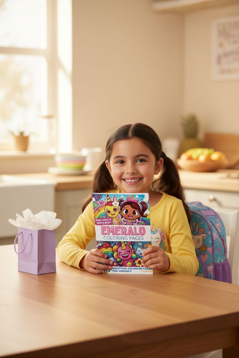 Emerald coloring book in use