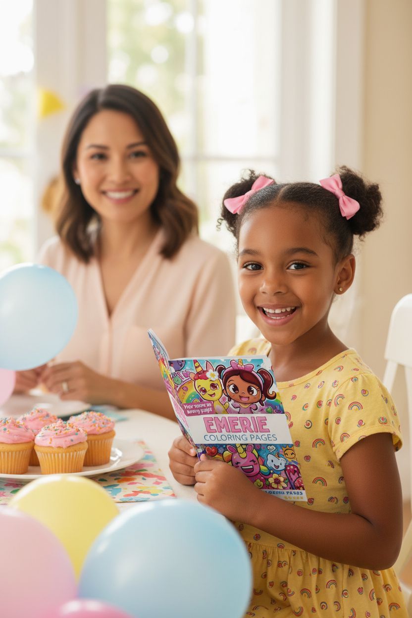 Emerie coloring book in use