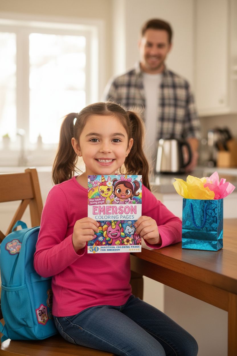 Emerson coloring book in use