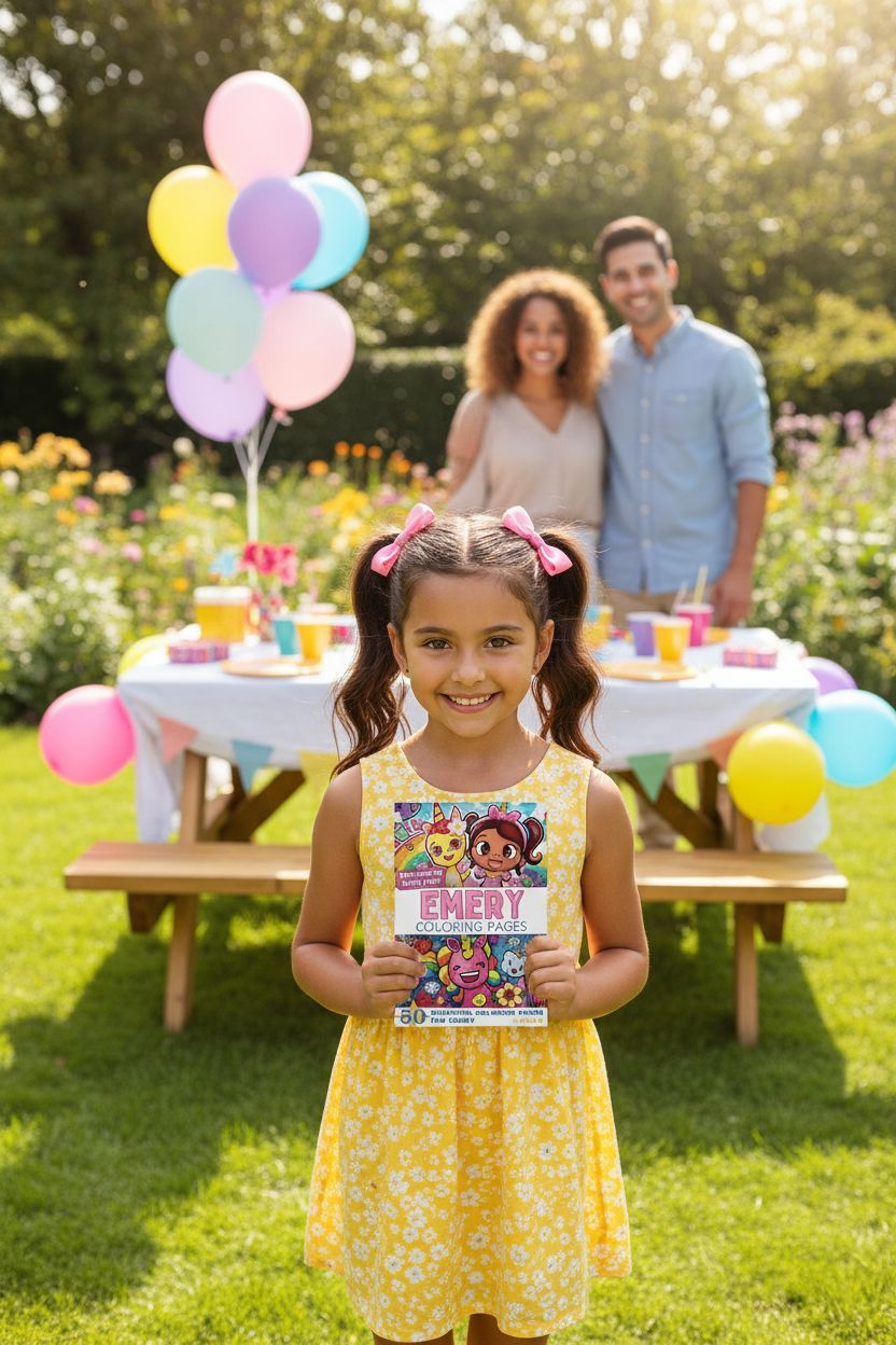 Emery coloring book in use