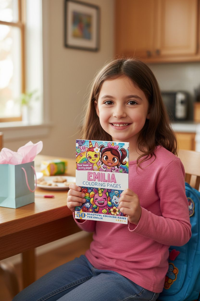 Emilia coloring book in use