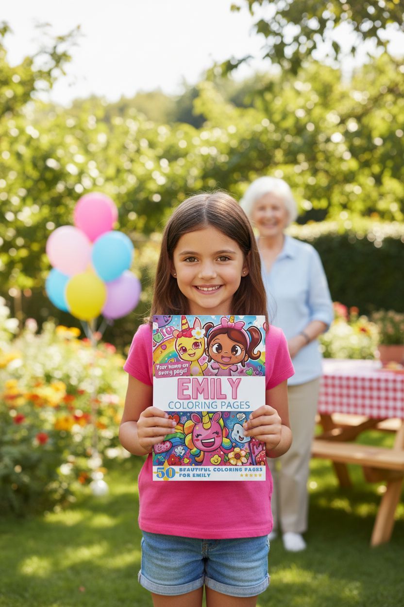 Emily coloring book in use
