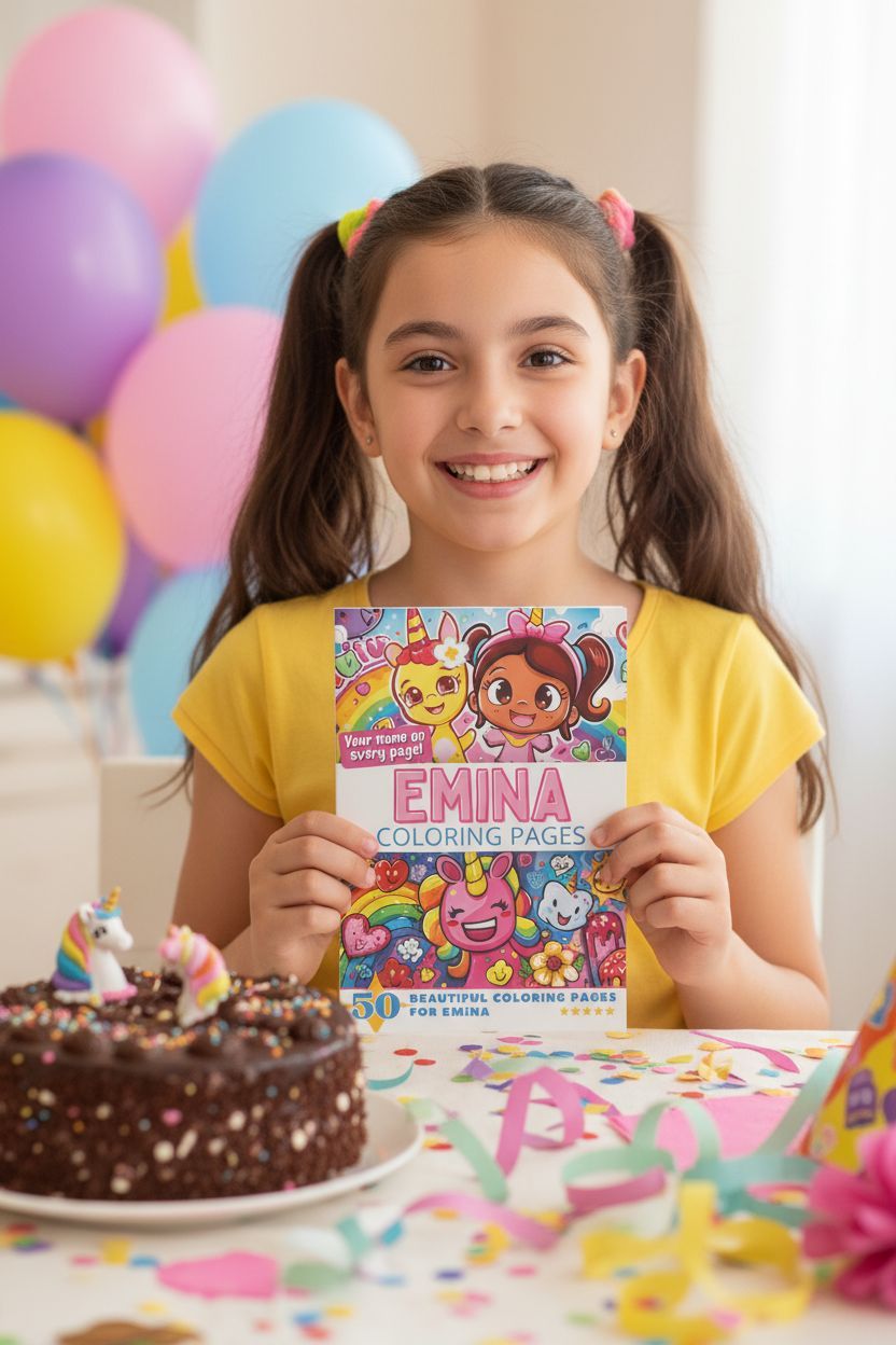 Emina coloring book in use