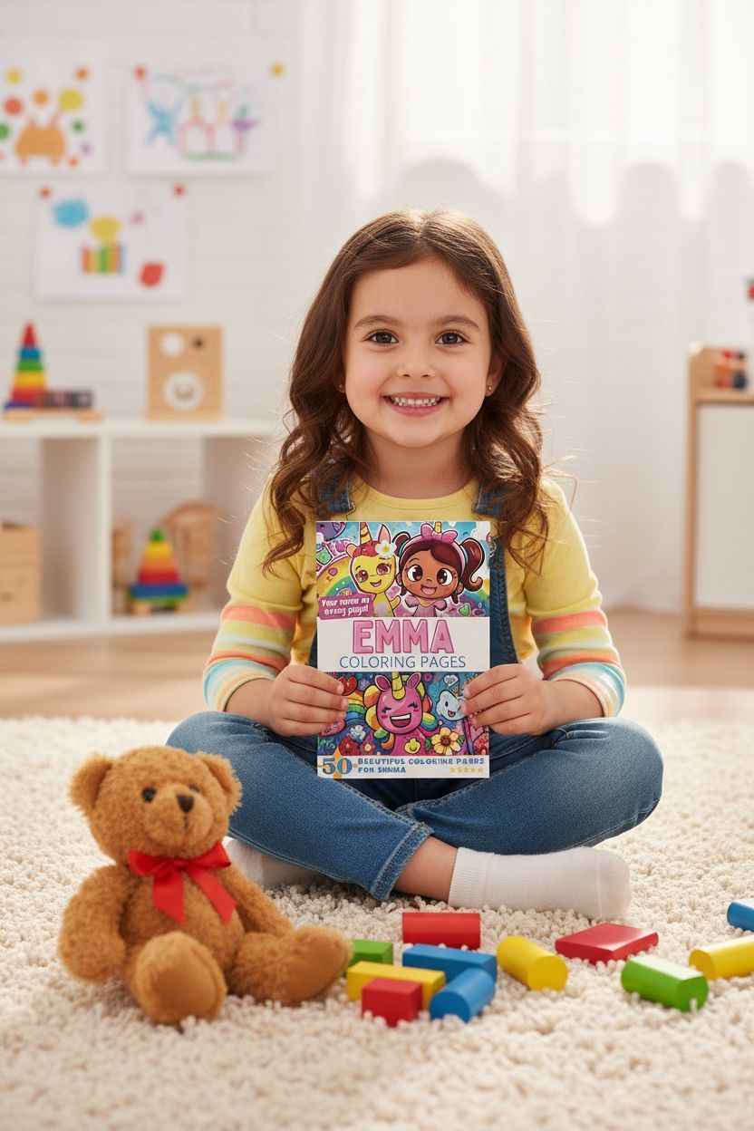 Emma coloring book in use