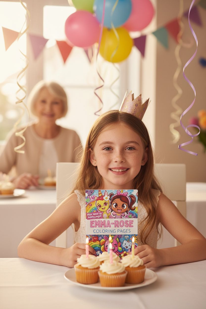 Emma-Rose coloring book in use