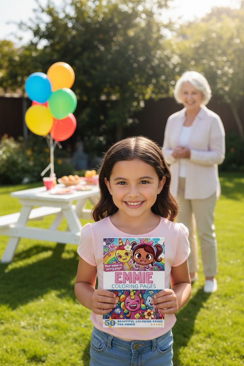 Emmie coloring book in use