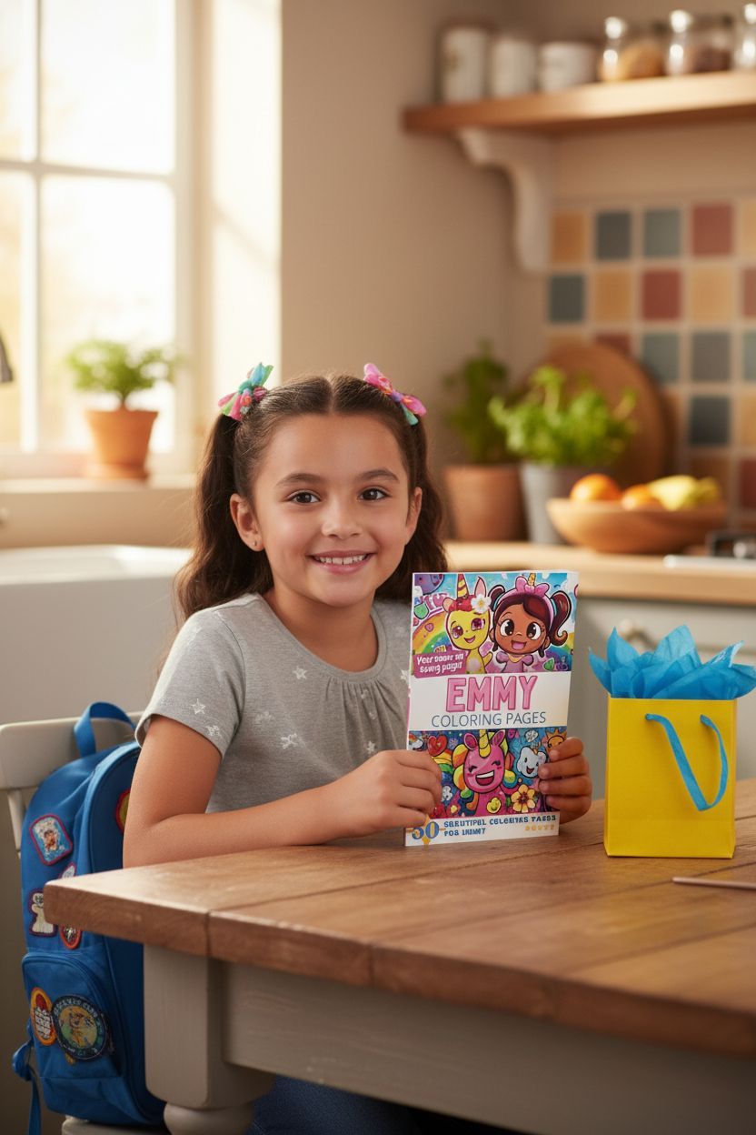 Emmy coloring book in use