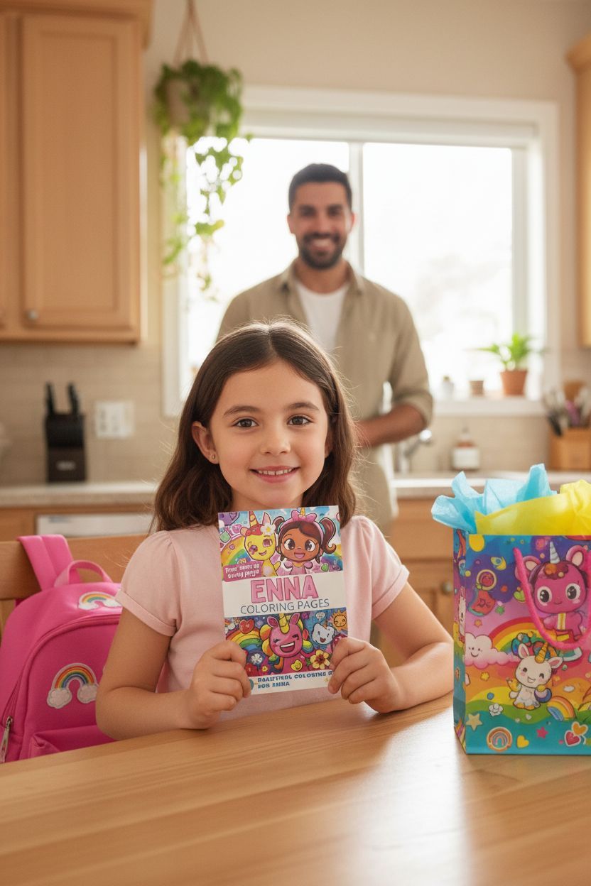 Enna coloring book in use