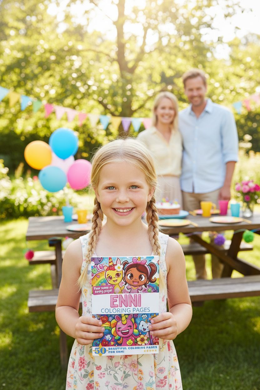 Enni coloring book in use