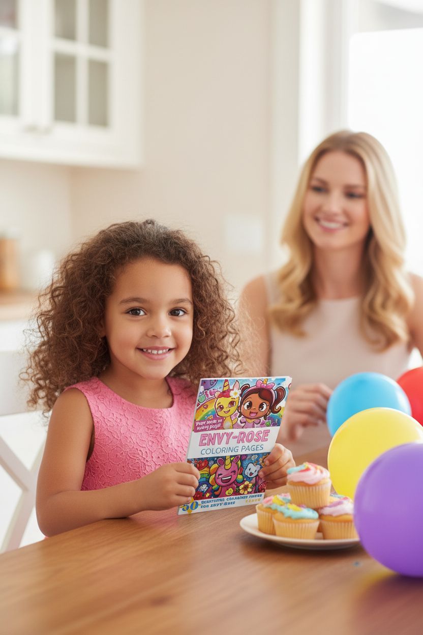 Envy-Rose coloring book in use