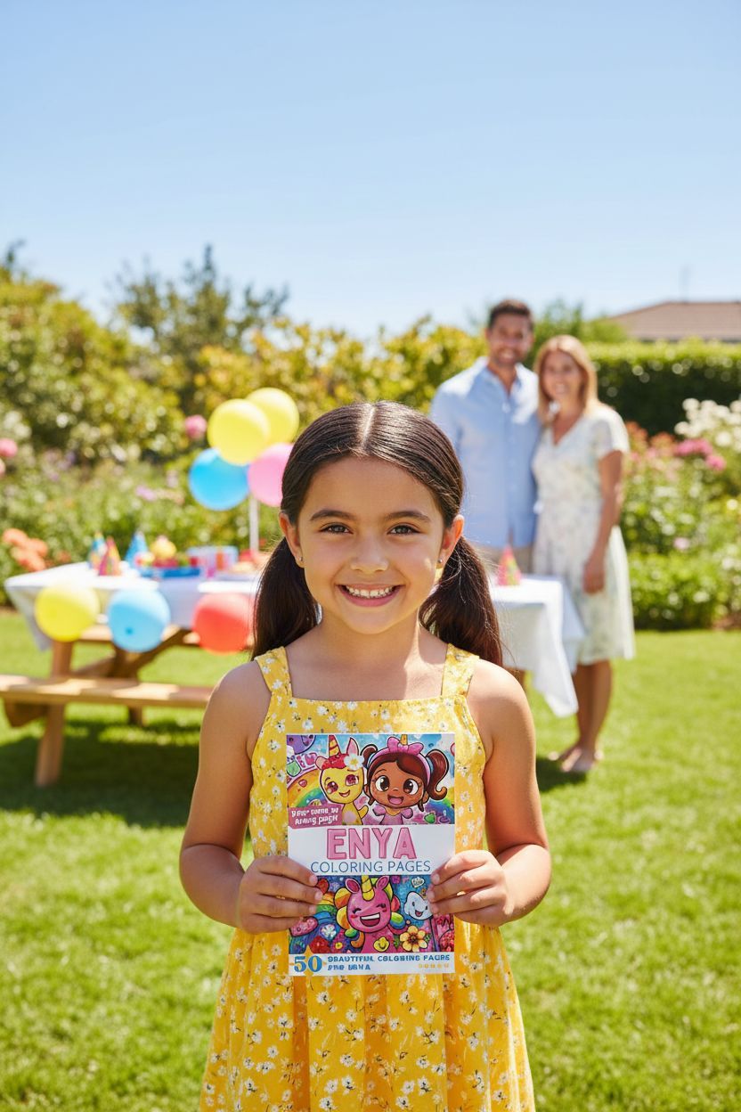 Enya coloring book in use