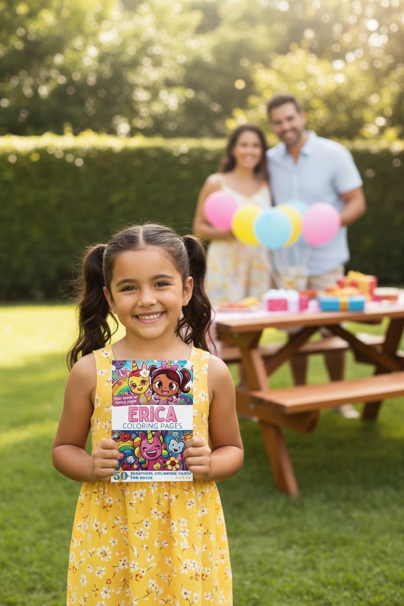 Erica coloring book in use