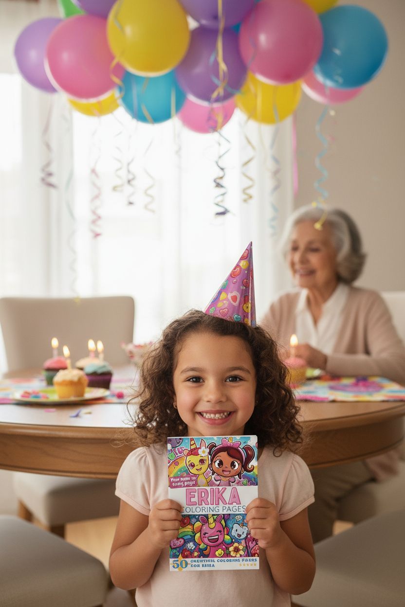 Erika coloring book in use