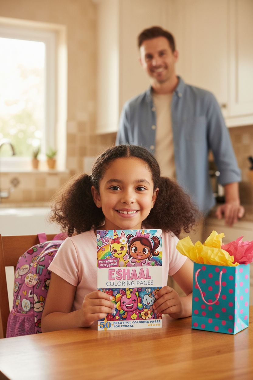 Eshaal coloring book in use