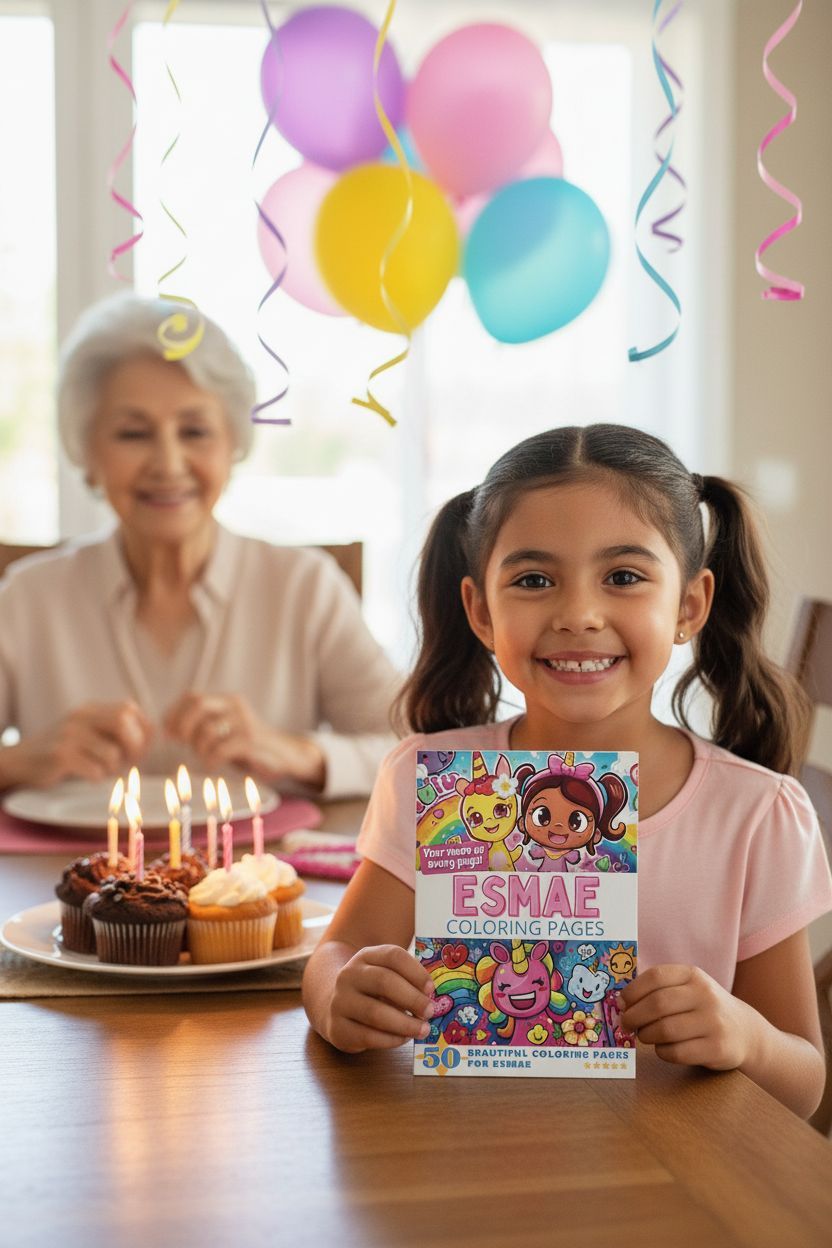 Esmae coloring book in use